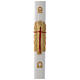 Paschal candle in white beeswax with gold Resurrected Christ 8x120cm s1