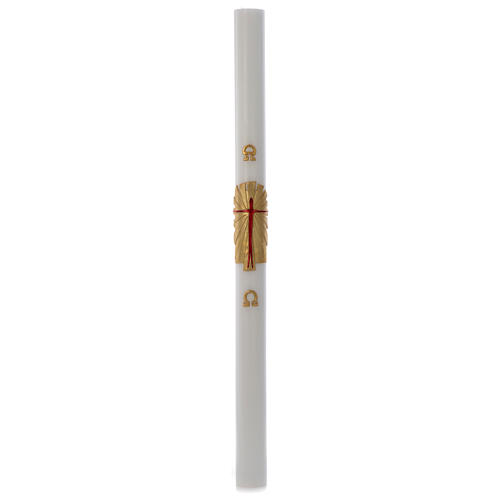 Paschal candle in white beeswax with gold Resurrected Christ 8x120cm 3