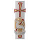 Paschal candle in white wax with gold and red lamb and cross 8x120cm s2