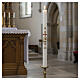 Paschal candle in white wax with gold and red lamb and cross 8x120cm s2