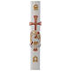 Paschal candle in white wax with gold and red lamb and cross 8x120cm s1