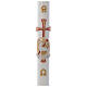 Paschal candle in white wax with gold and red lamb and cross 8x120cm s1