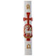 Paschal candle in white wax with lamb and cross 8x120cm s1