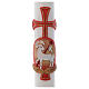 Paschal candle in white wax with lamb and cross 8x120cm s2