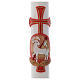 Paschal candle in white wax with lamb and cross 8x120cm s3
