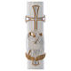 Paschal candle in white wax with lamb and silver cross 8x120cm s2