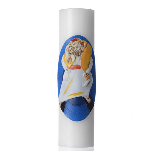 STOCK Vela de altar Logo Jubileo Extraordinario de la Misericordia, cera blanca, diámetro 8 cm. 1
