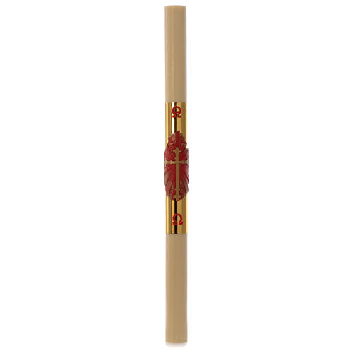 Paschal candle in beeswax with red and golden cross 8x120cm 3