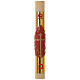 Paschal candle in beeswax with red and golden cross 8x120cm s1