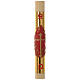 Świeca wielkanocna z wosku pszczelego Krzyż czerwony na tle złotym 8 X 120cm. s1