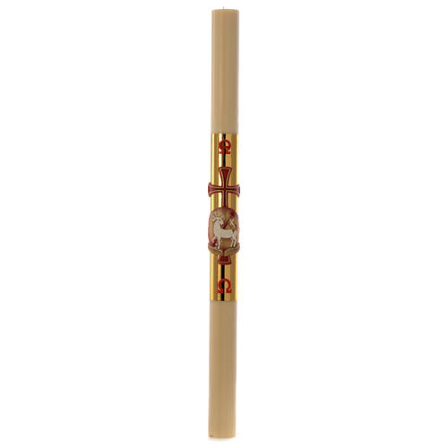 Paschal candle in wax with lamb and golden cross 8x120cm 3
