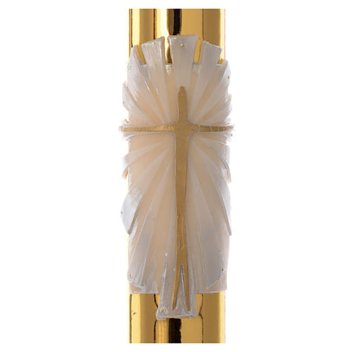 Paschal candle in white wax with golden cross 8x120cm 2