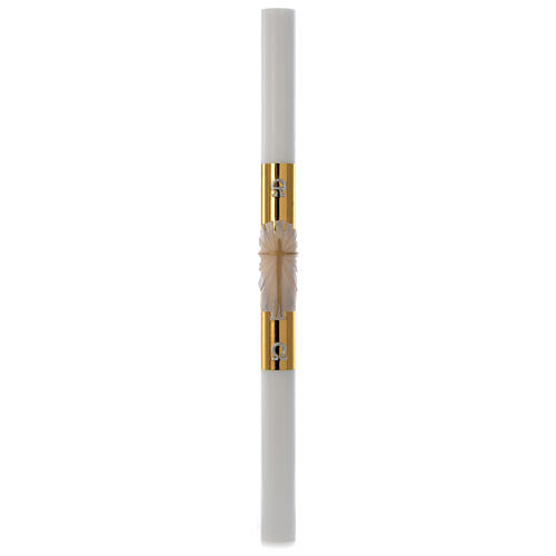 Paschal candle in white wax with golden cross 8x120cm 3