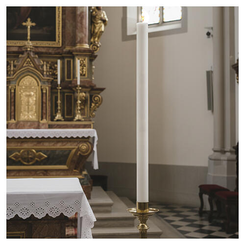 Paschal candle in white wax with support 8x150cm 2