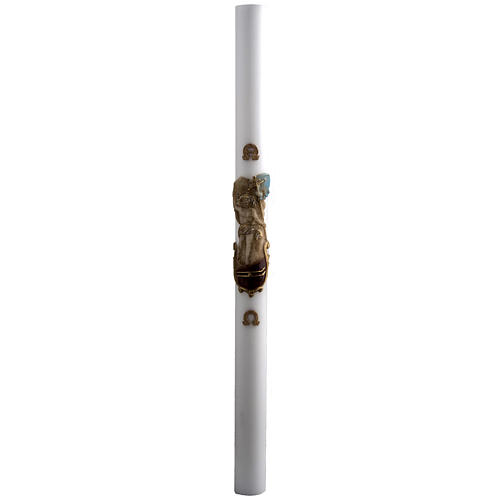 Paschal candle in white wax with support and Resurrected Christ 8x120cm 4