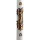 Paschal candle in white wax with support and Resurrected Christ 8x120cm s1