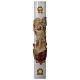 Paschal candle in white wax with support and painted Resurrected Christ 8x120cm s1