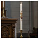Paschal candle in white wax with support and painted Resurrected Christ 8x120cm s2