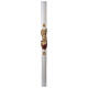 Paschal candle in white wax with support and painted Resurrected Christ 8x120cm s4
