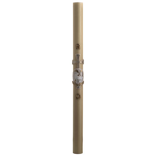 Paschal candle in beeswax silver Lamb and cross with inner reinforcement 8x120cm 5