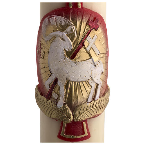 Paschal candle in beeswax with support and Lamb and cross 8x120cm 4