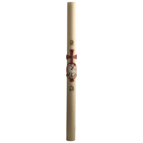 Paschal candle in beeswax with support and Lamb and cross 8x120cm 4