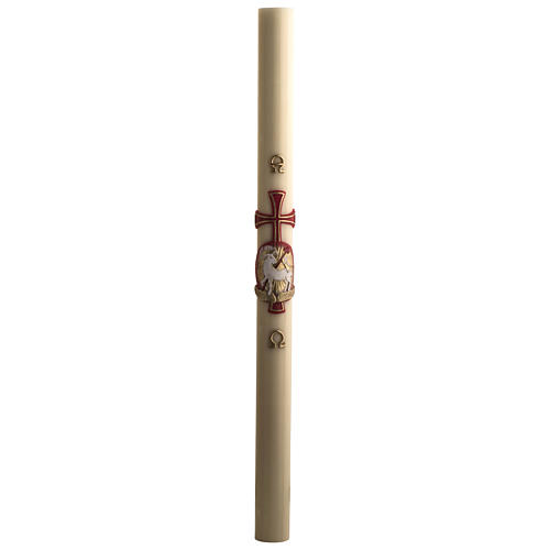 Paschal candle in beeswax with support and Lamb and cross 8x120cm 3