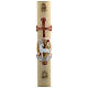 Paschal candle in beeswax with support and red and gold Lamb and cross 8x120cm s1