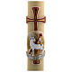 Paschal candle in beeswax with support and red and gold Lamb and cross 8x120cm s2