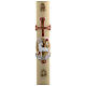 Paschal candle in beeswax with support and red and gold Lamb and cross 8x120cm s1