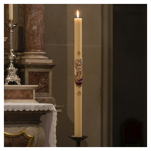 Cero pasquale cera d'api RINFORZO Cristo Risorto 8x120 cm 2