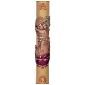 Paschal candle in beeswax with support and Resurrected Christ 8x120cm
