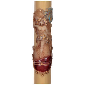 Paschal candle in beeswax with support and Resurrected Christ 8x120cm