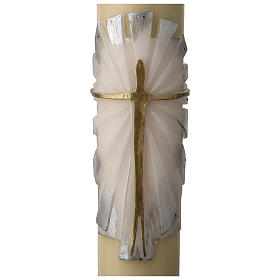 Osterkerze Bienenwachs mit EINLAGE auferstandenen Christus 8x120cm weiss