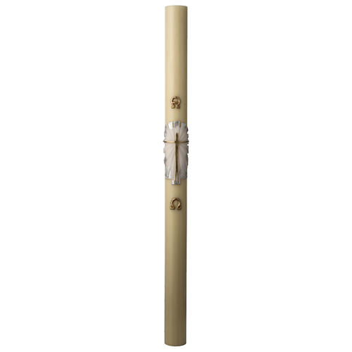 Paschal candle in beeswax with support and white and silver Resurrected Christ 8x120cm 3