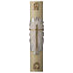 Paschal candle in beeswax with support and white and silver Resurrected Christ 8x120cm s1