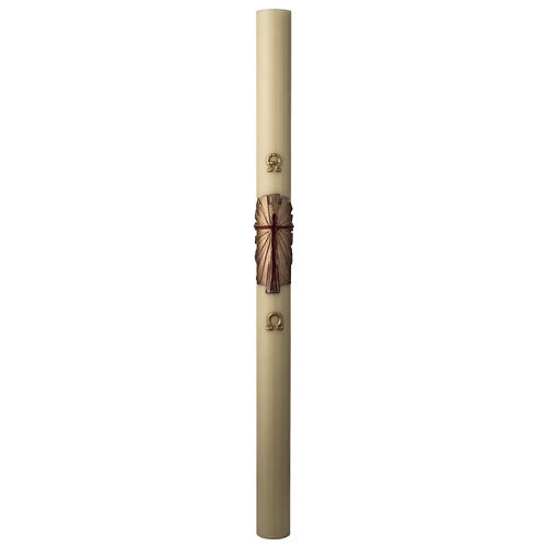 Paschal candle in beeswax with support and gold Resurrected Christ 8x120cm 3