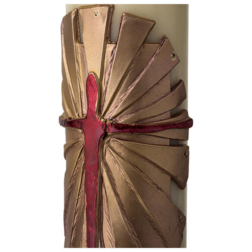 Cirio Pascual cera de abeja REFUERZO  Jesucristo Resucitado fundo dorado 8x120 cm 5