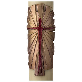 Paschal candle in beeswax with support and gold Resurrected Christ 8x120cm