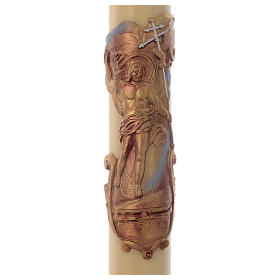 Osterkerze Bienenwachs mit EINLAGE auferstandenen Christus gold 8x120cm