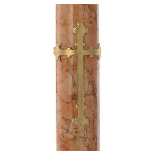 Osterkerze Bienenwachs mit EINLAGE goldenen Kreuz 8x120cm 2