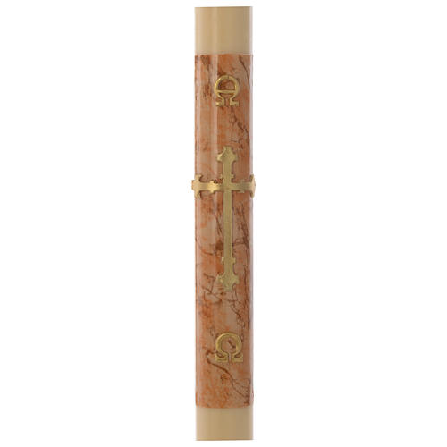 Paschal candle in beeswax with support and marble effect cross 8x120cm 1