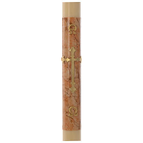 Velas e Círios: Círio pascal com REFORÇO cruz fundo marmoreado 8x120 cm cera abelha