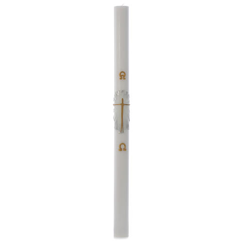 Paschal candle in white wax with support and silver Resurrected Christ 8x120cm 3