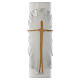 Cirio Pascual cera blanca REFUERZO Jesucristo Resucitado fundo blanco plata 8x120 cm s2