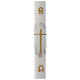 Paschal candle in white wax with support and silver Resurrected Christ 8x120cm s1