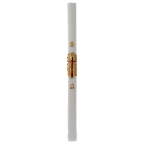 Paschal candle in white wax with support and golden Resurrected Christ 8x120cm 3