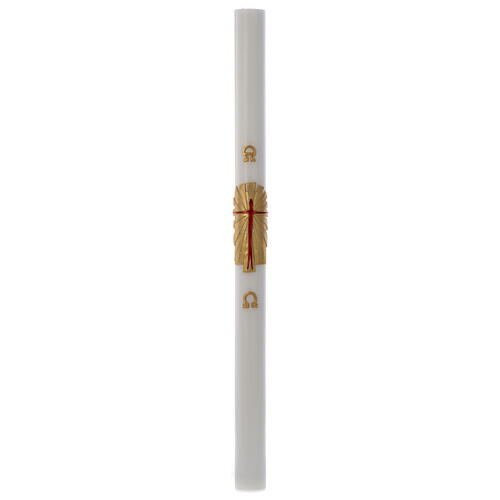 Paschal candle in white wax with support and golden Resurrected Christ 8x120cm 4