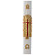 Paschal candle in white wax with support and golden Resurrected Christ 8x120cm s1