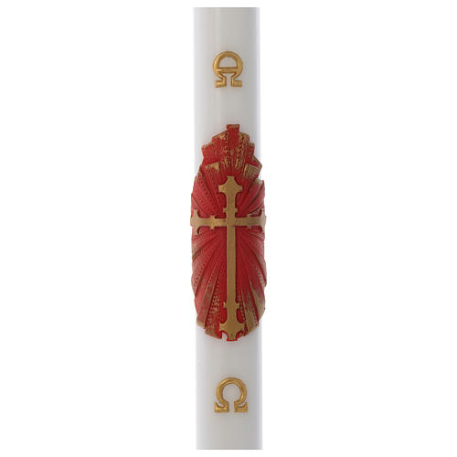 Paschal candle in white wax with support with antique cross 8x120cm 1